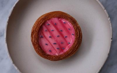 Pretty in pink, the celebration of rhubarb going on at Mayfair cafe Hideaway